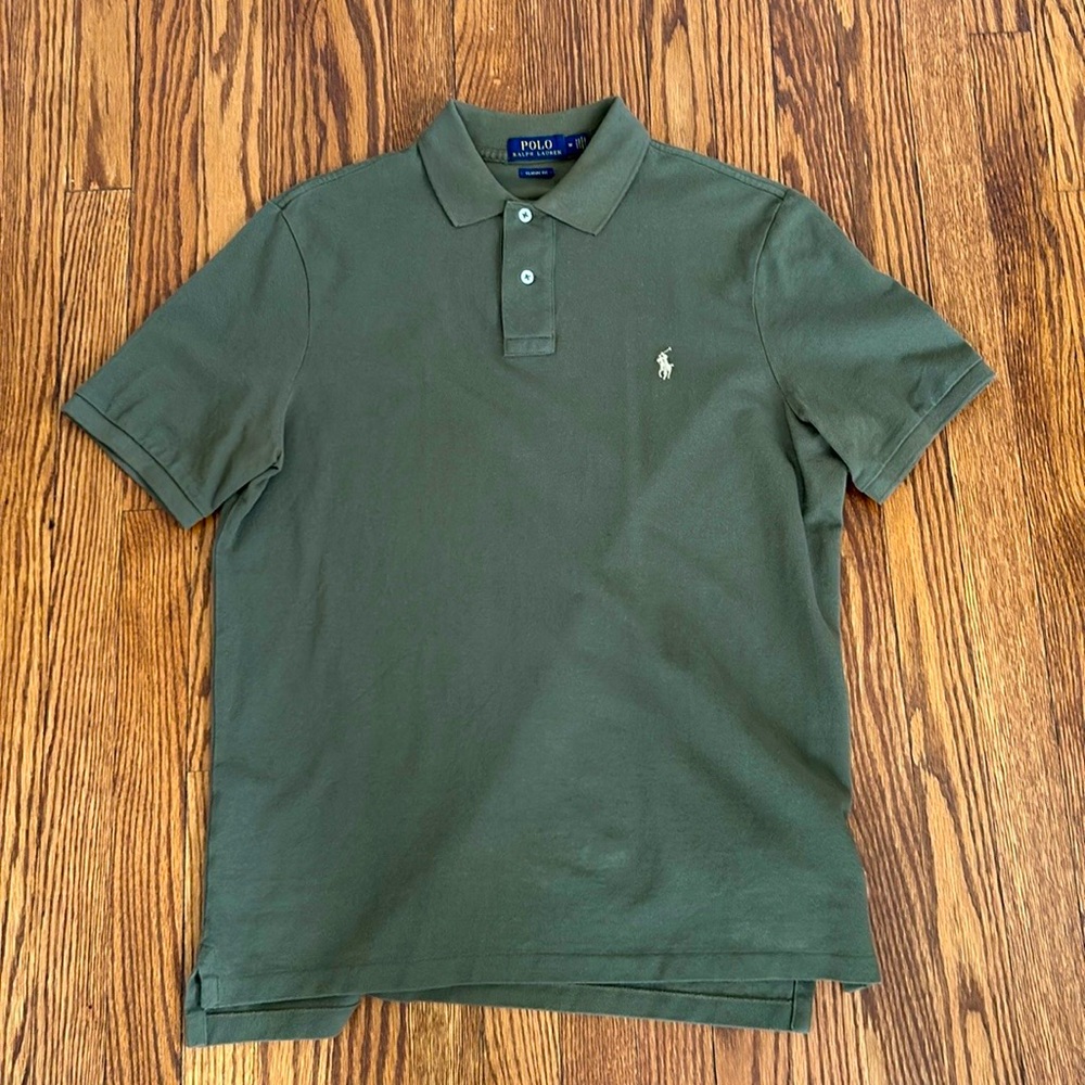 CLASSIC FIT MESH POLO SHIRT, OLIVE GREEN, M